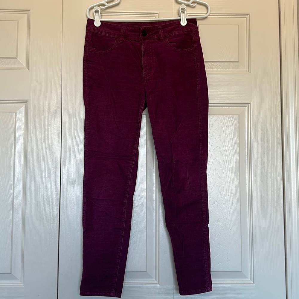 Maroon Corduroy Hi-Rose Jegging